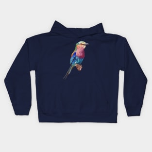 Lilac-Breasted Roller Bird Painting (no background) Kids Hoodie